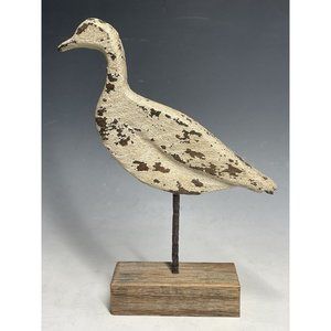 Vintage Folk Art Nautical Bird Carving Sculpture Wooden Duck Avian Primitive